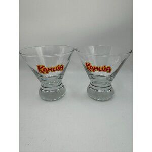 2 Kahlua Logo Martini Shaped Lowball Cocktail Glasses - The Everyday Exotic